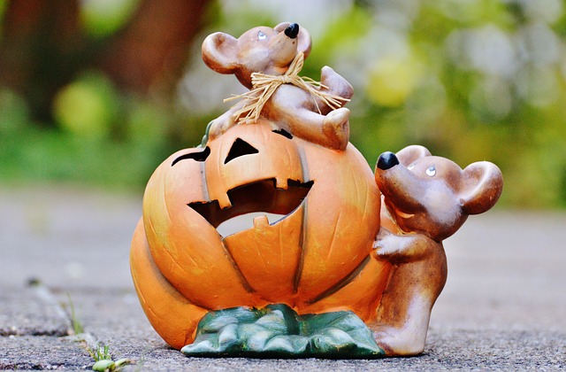 Pumpkin with mice on
